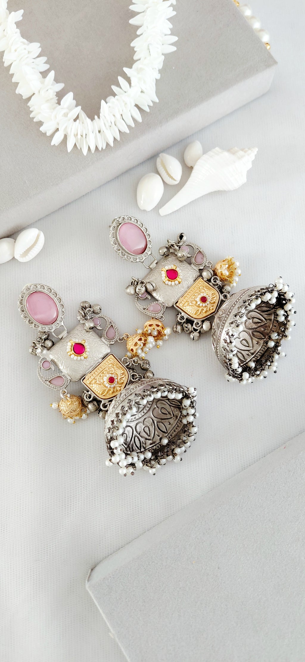 Silver Replica Dual Tone Heritage Big Jhumki