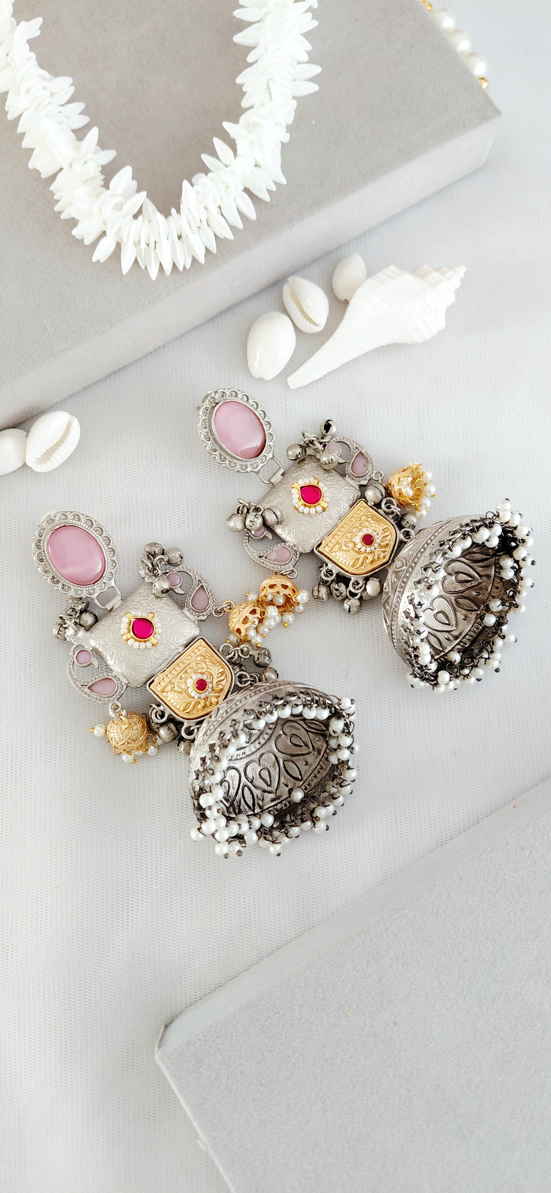 Silver Replica Dual Tone Heritage Big Jhumki