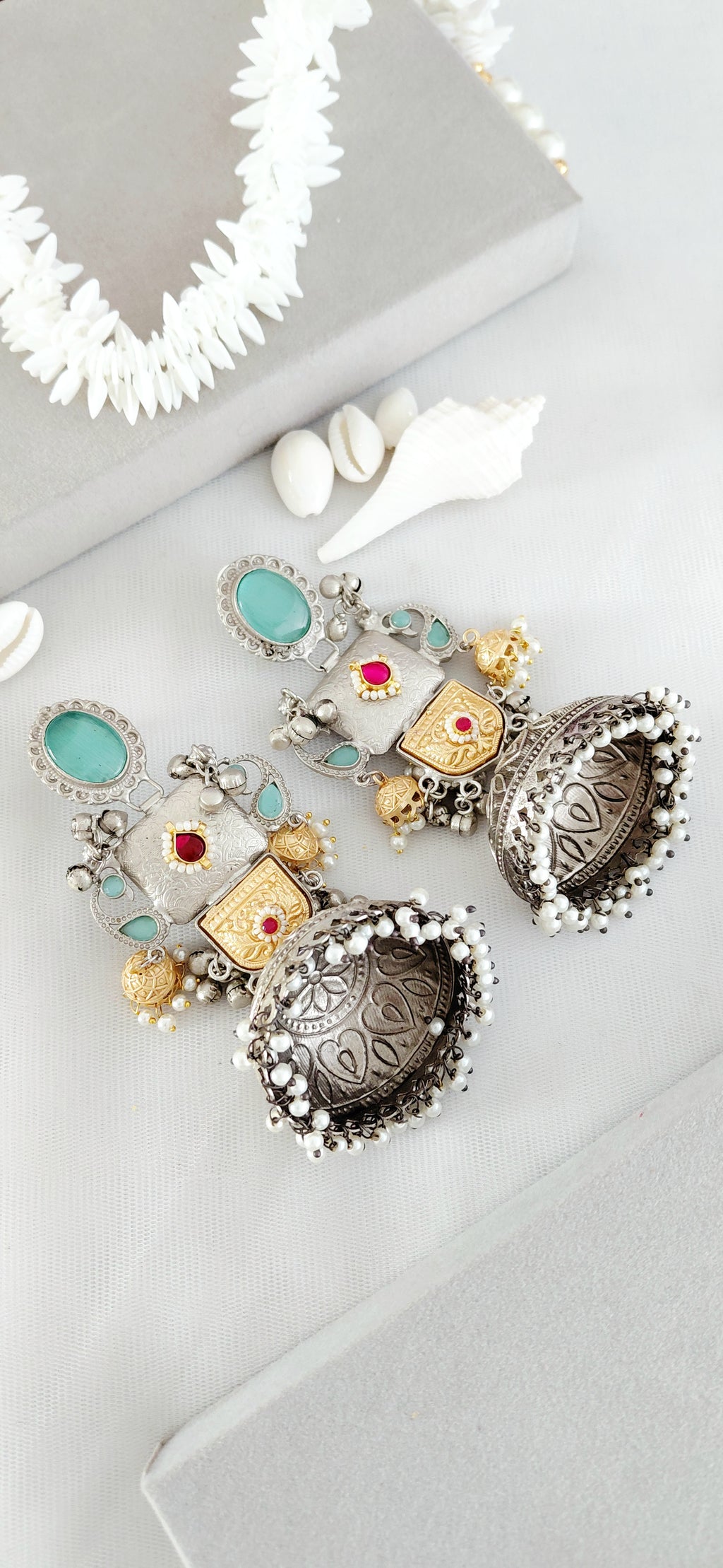 Silver Replica Dual Tone Heritage Big Jhumki