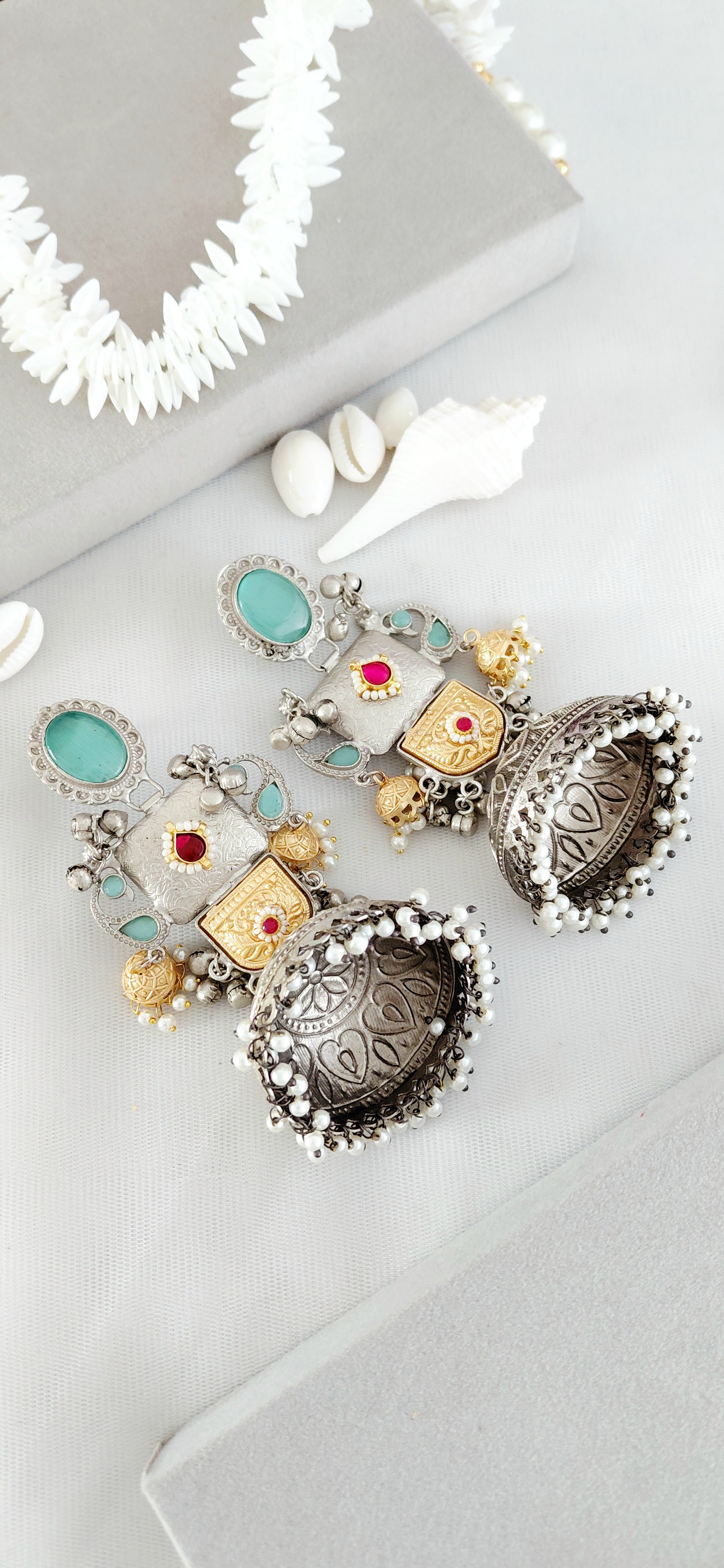 Silver Replica Dual Tone Heritage Big Jhumki