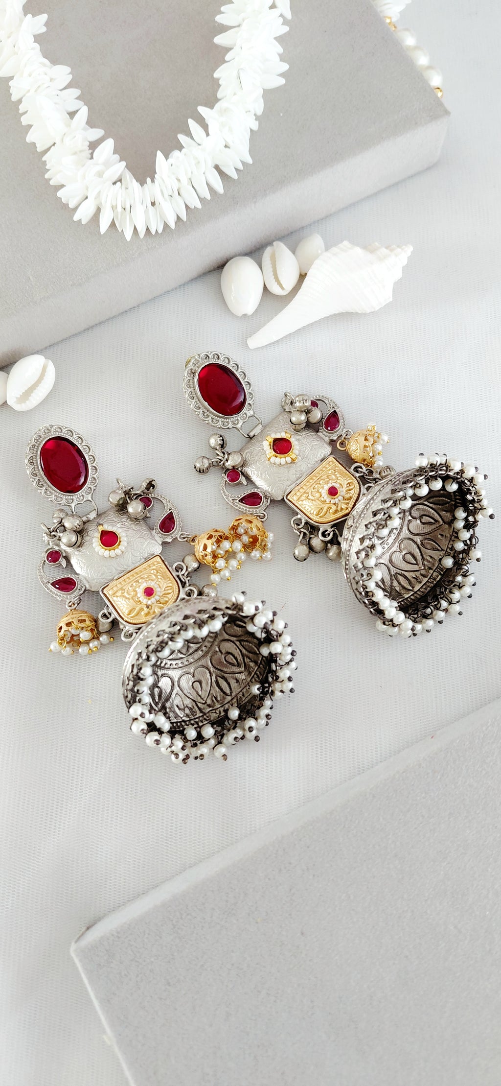 Silver Replica Dual Tone Heritage Big Jhumki