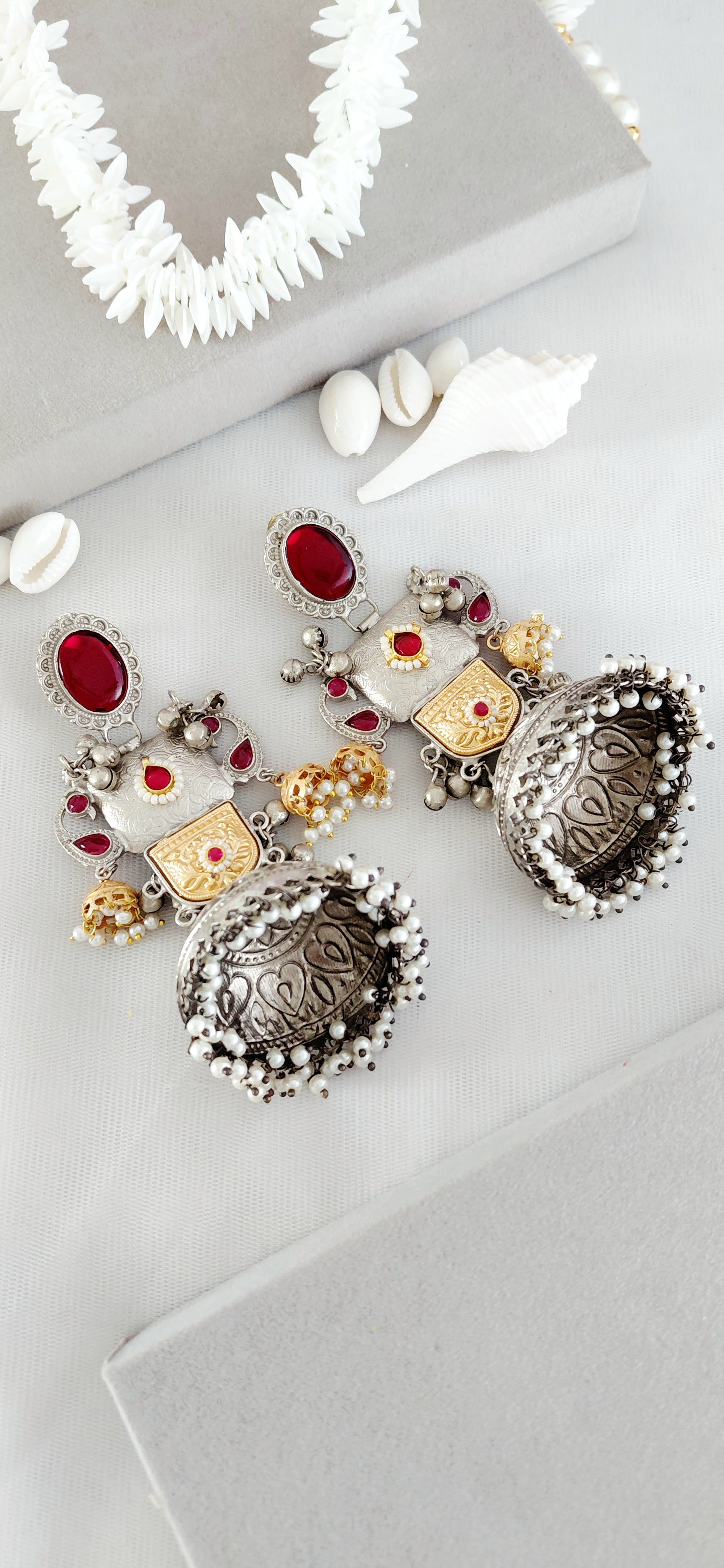 Silver Replica Dual Tone Heritage Big Jhumki