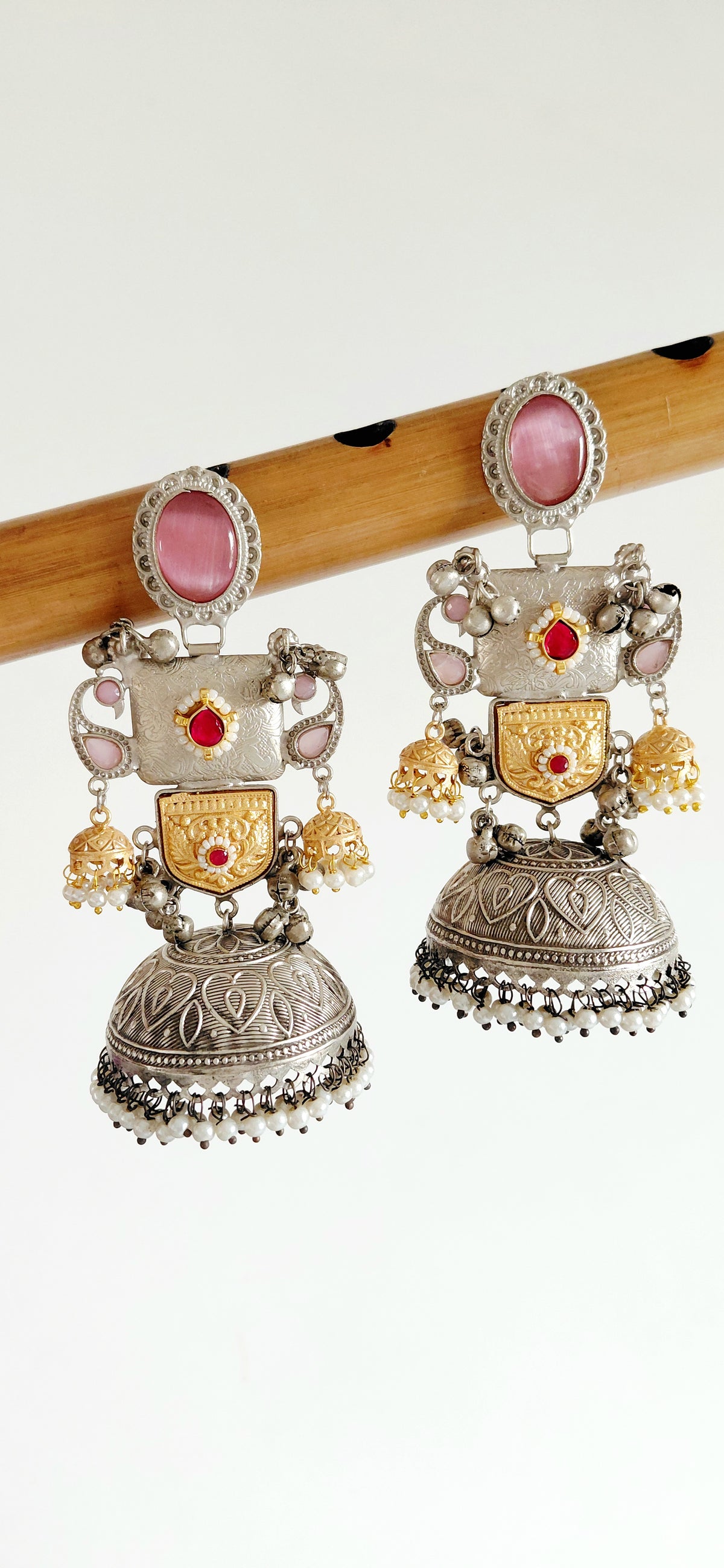 Silver Replica Dual Tone Heritage Big Jhumki