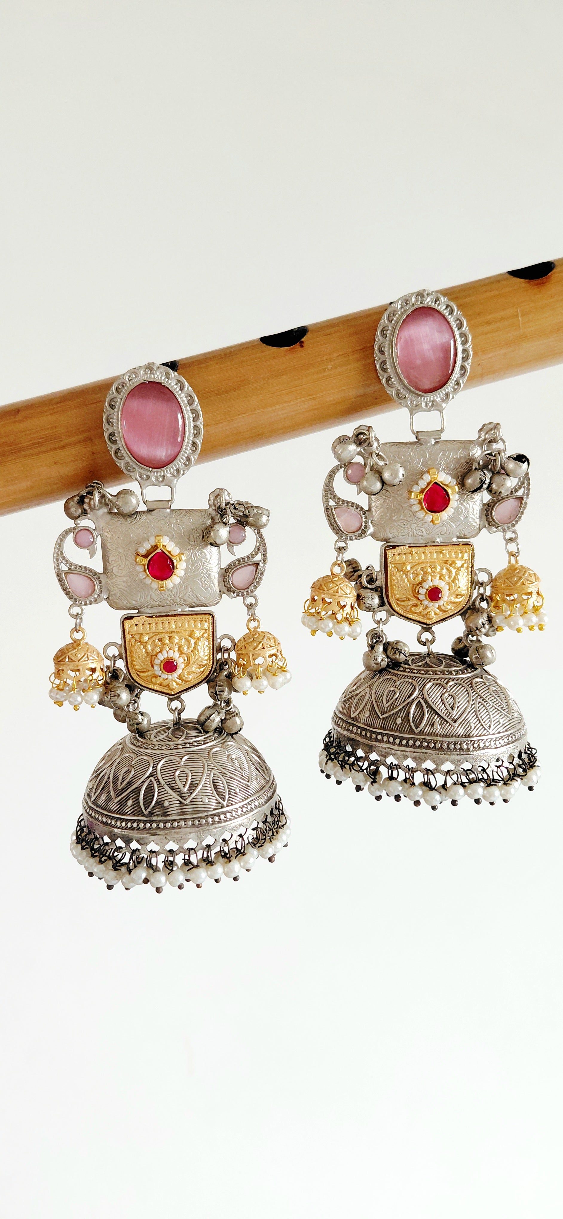 Silver Replica Dual Tone Heritage Big Jhumki