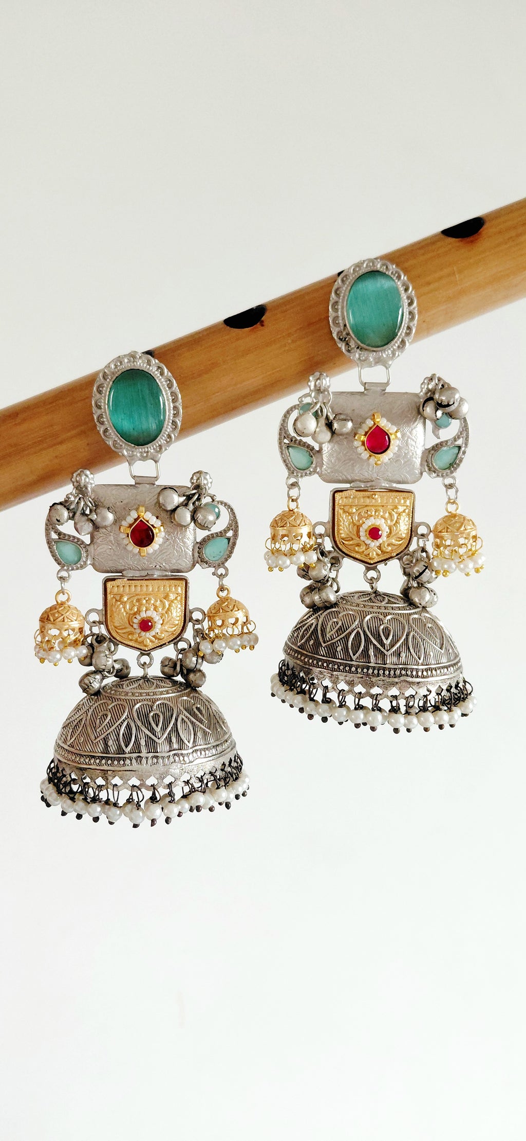 Silver Replica Dual Tone Heritage Big Jhumki