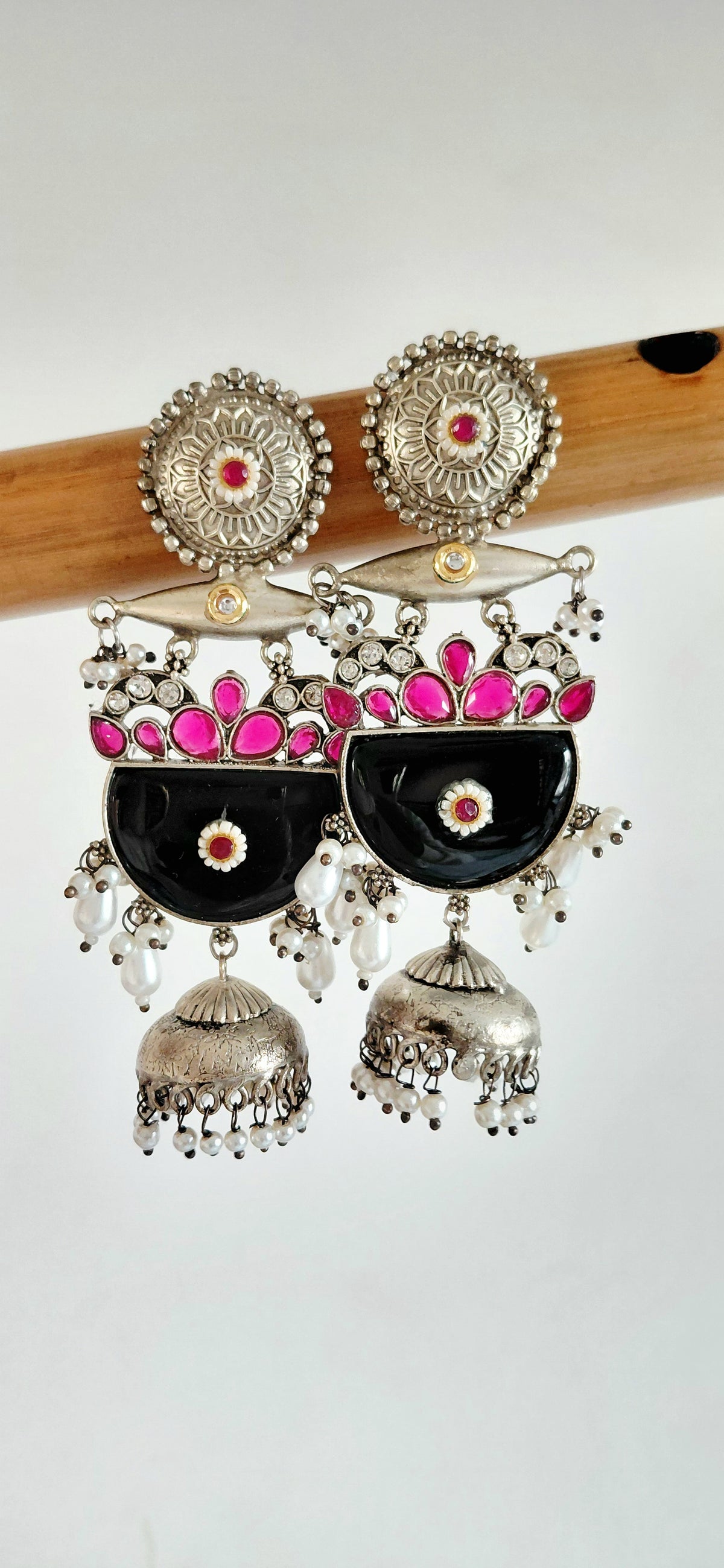 Silver Replica Beautiful Floral Stone Earring