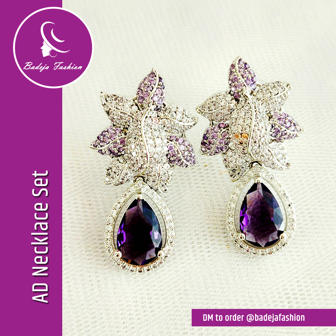 Badeja Fashion Sparkling American Diamond AD Necklace Set