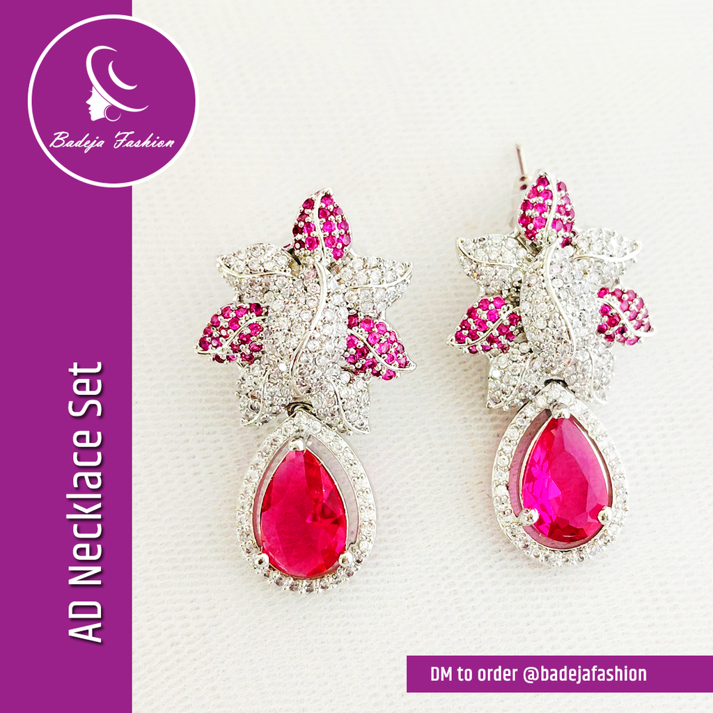 Badeja Fashion Sparkling American Diamond AD Necklace Set