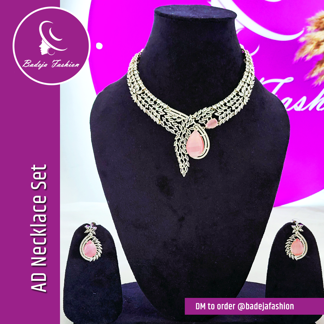 Badeja Fashion Stunning American Diamond AD Necklace Set
