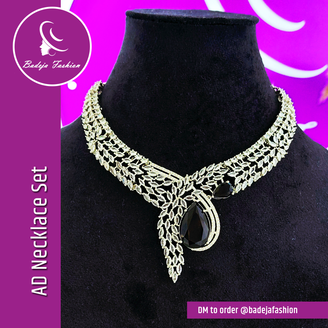 Badeja Fashion Stunning American Diamond AD Necklace Set
