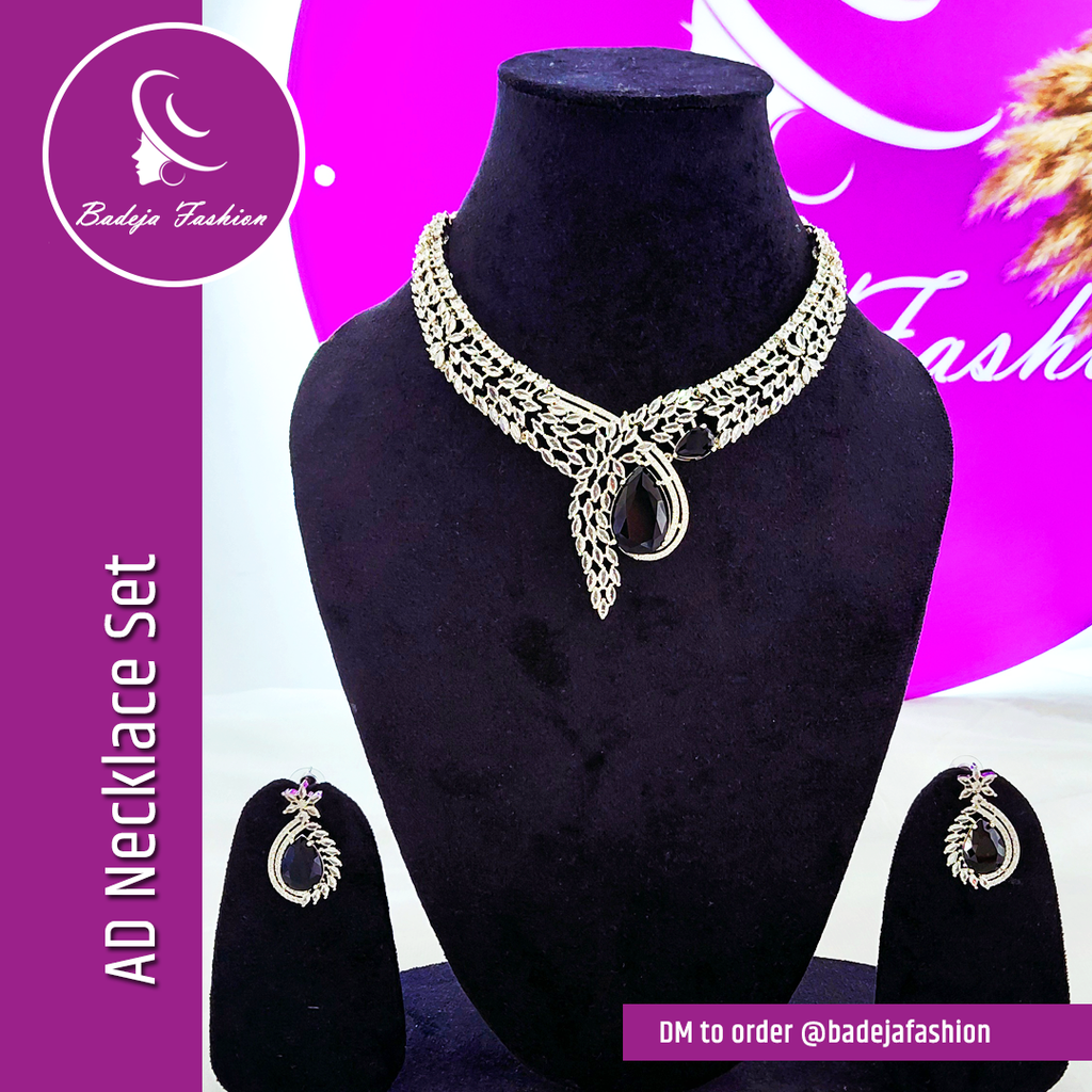 Badeja Fashion Stunning American Diamond AD Necklace Set