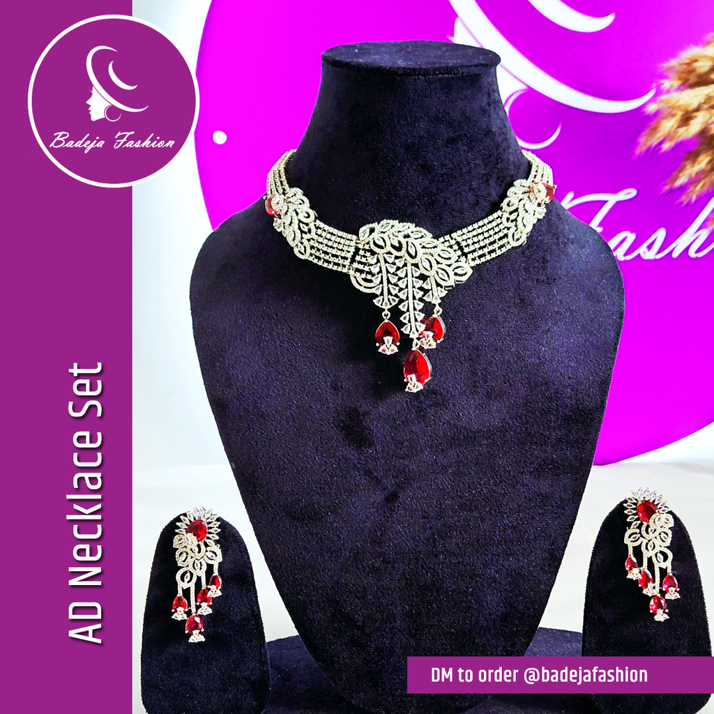 Badeja Fashion Statement American Diamond AD Necklace Set