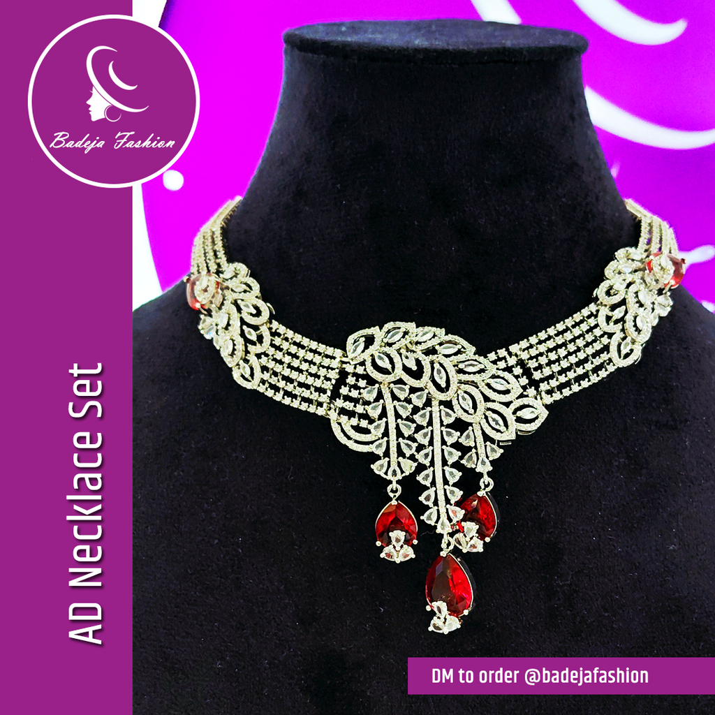 Badeja Fashion Statement American Diamond AD Necklace Set