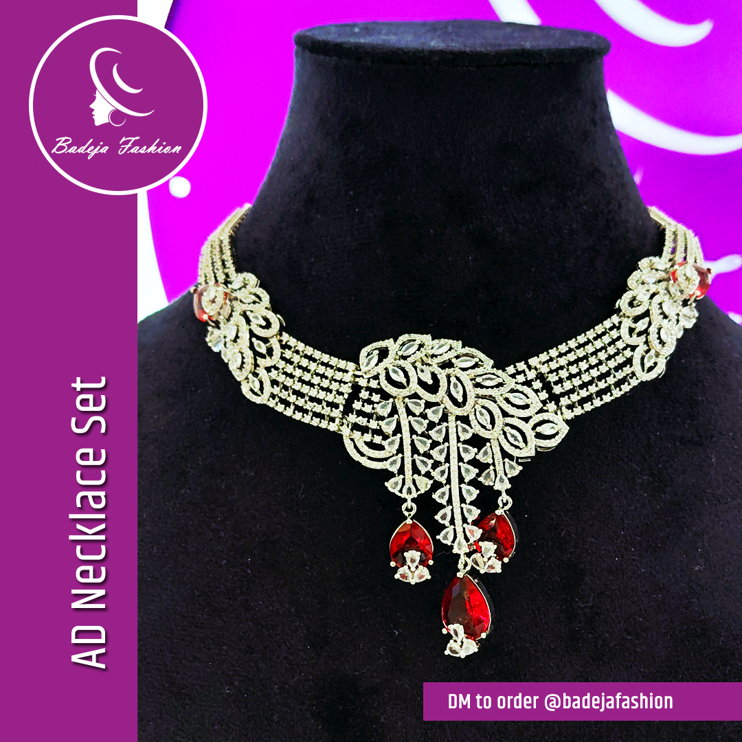 Badeja Fashion Statement American Diamond AD Necklace Set