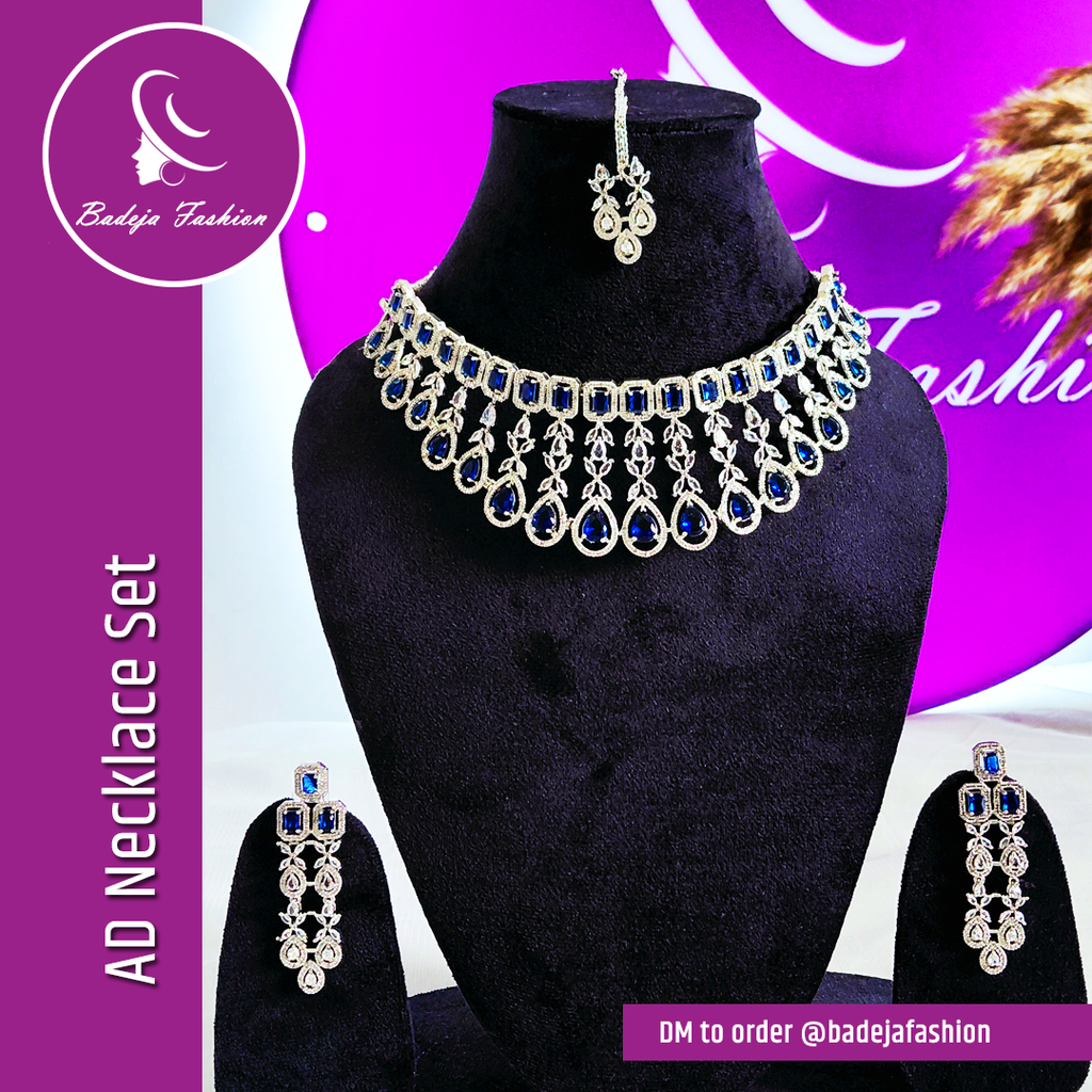Badeja Fashion Designer American Diamond AD Necklace Set