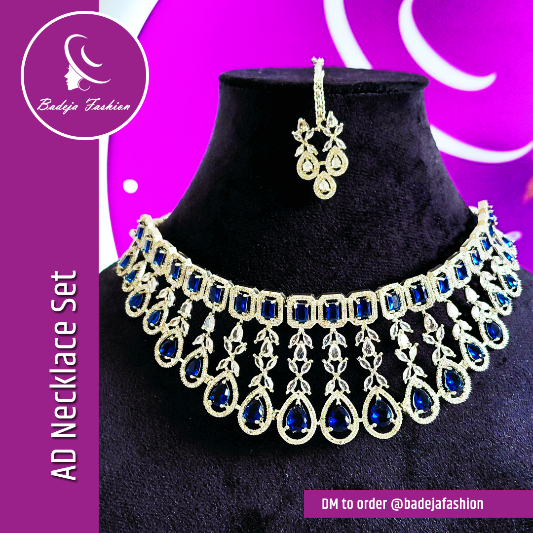 Badeja Fashion Designer American Diamond AD Necklace Set