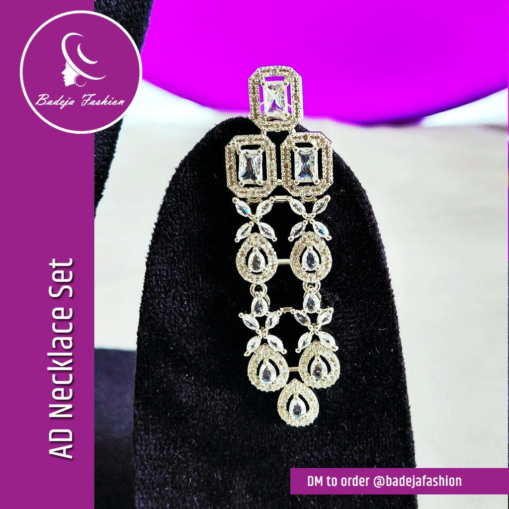 Badeja Fashion Designer American Diamond AD Necklace Set