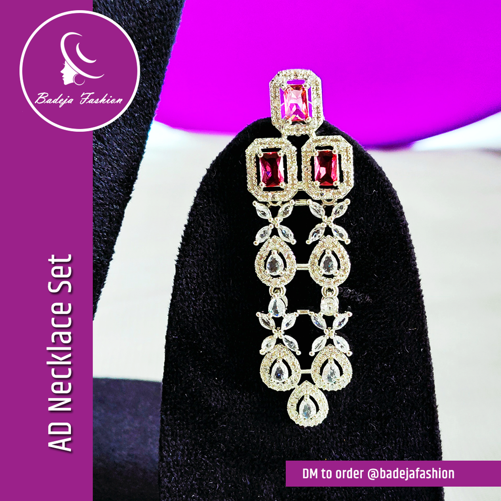 Badeja Fashion Designer American Diamond AD Necklace Set