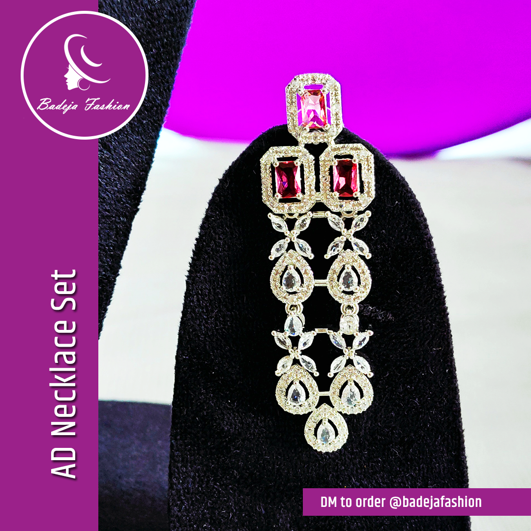 Badeja Fashion Designer American Diamond AD Necklace Set