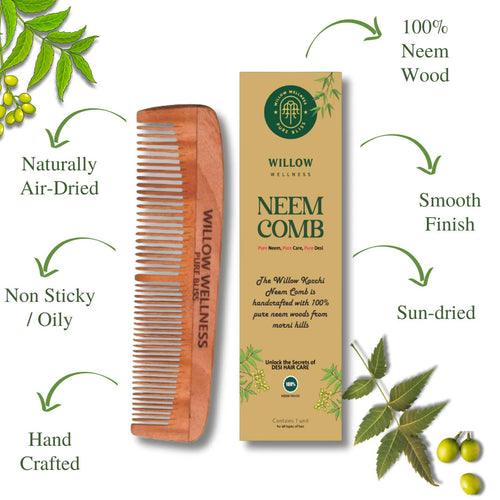Dual Tooth Wooden Neem Comb