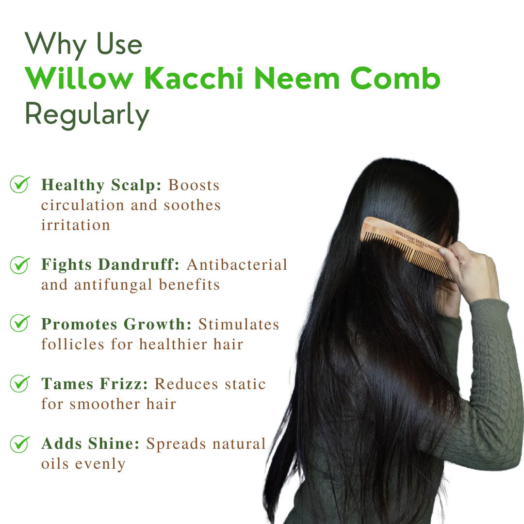 Dual Tooth Wooden Neem Comb
