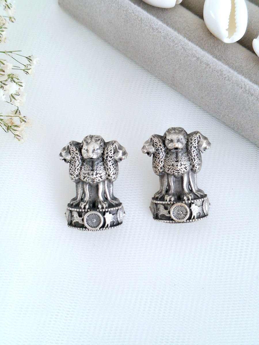 Ashoka Stambh Oxidised Stud