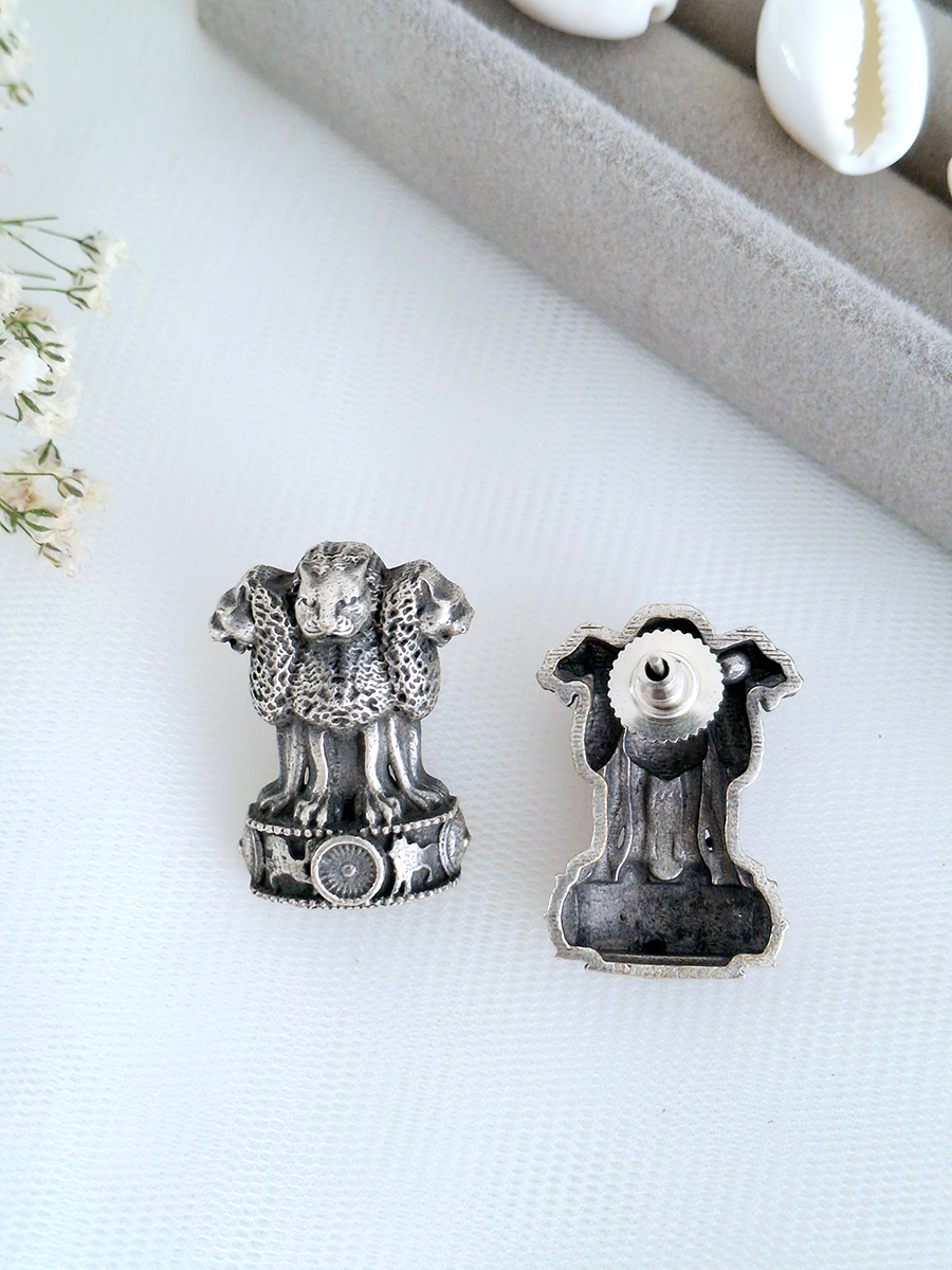 Ashoka Stambh Oxidised Stud