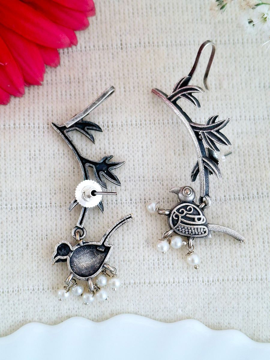 Oxidised Bird Ear Cuff
