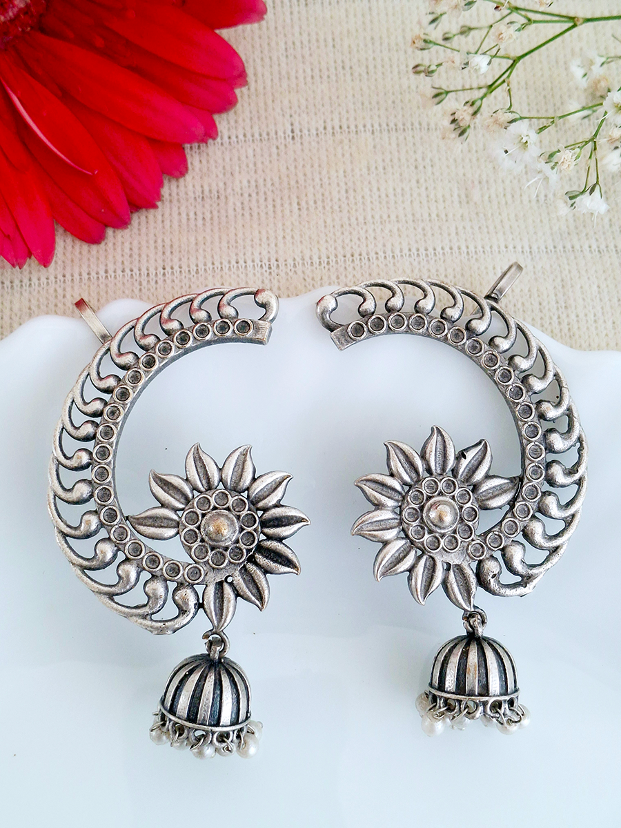 Oxidised Big Curved Jhumka Ear Cuff