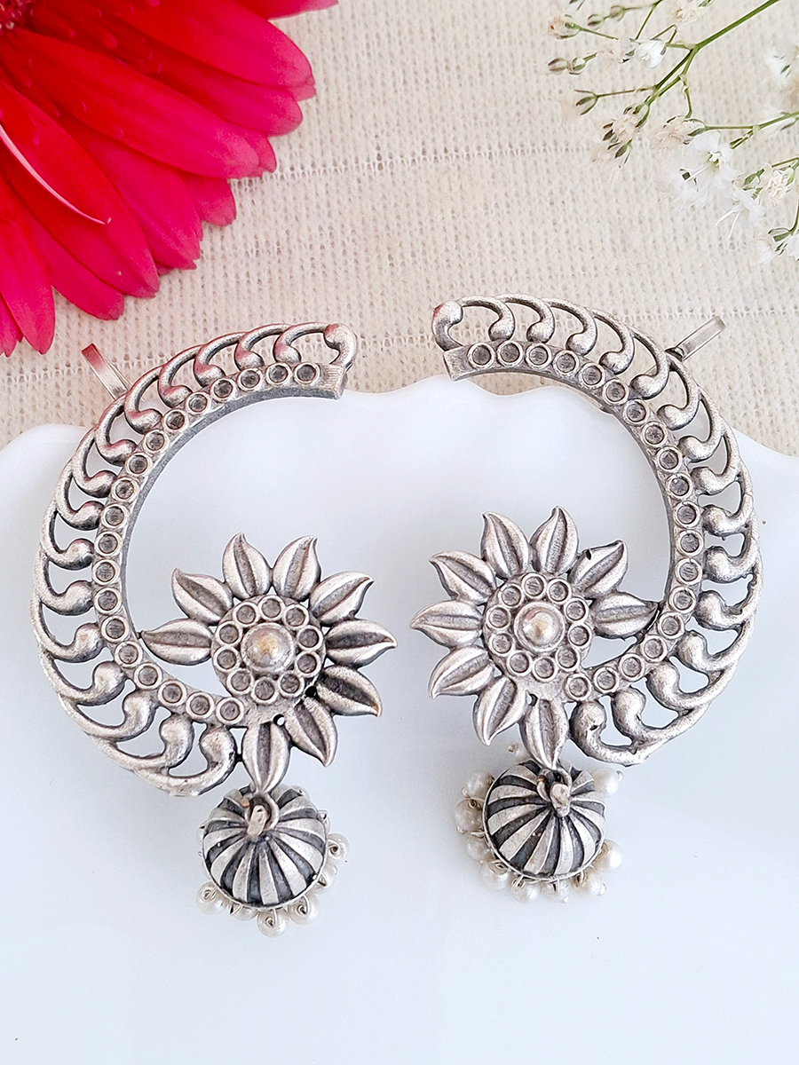 Oxidised Big Curved Jhumka Ear Cuff