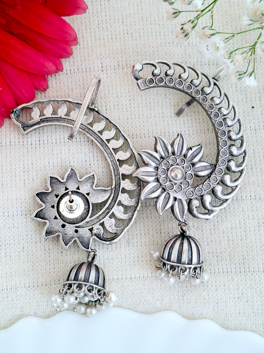 Oxidised Big Curved Jhumka Ear Cuff