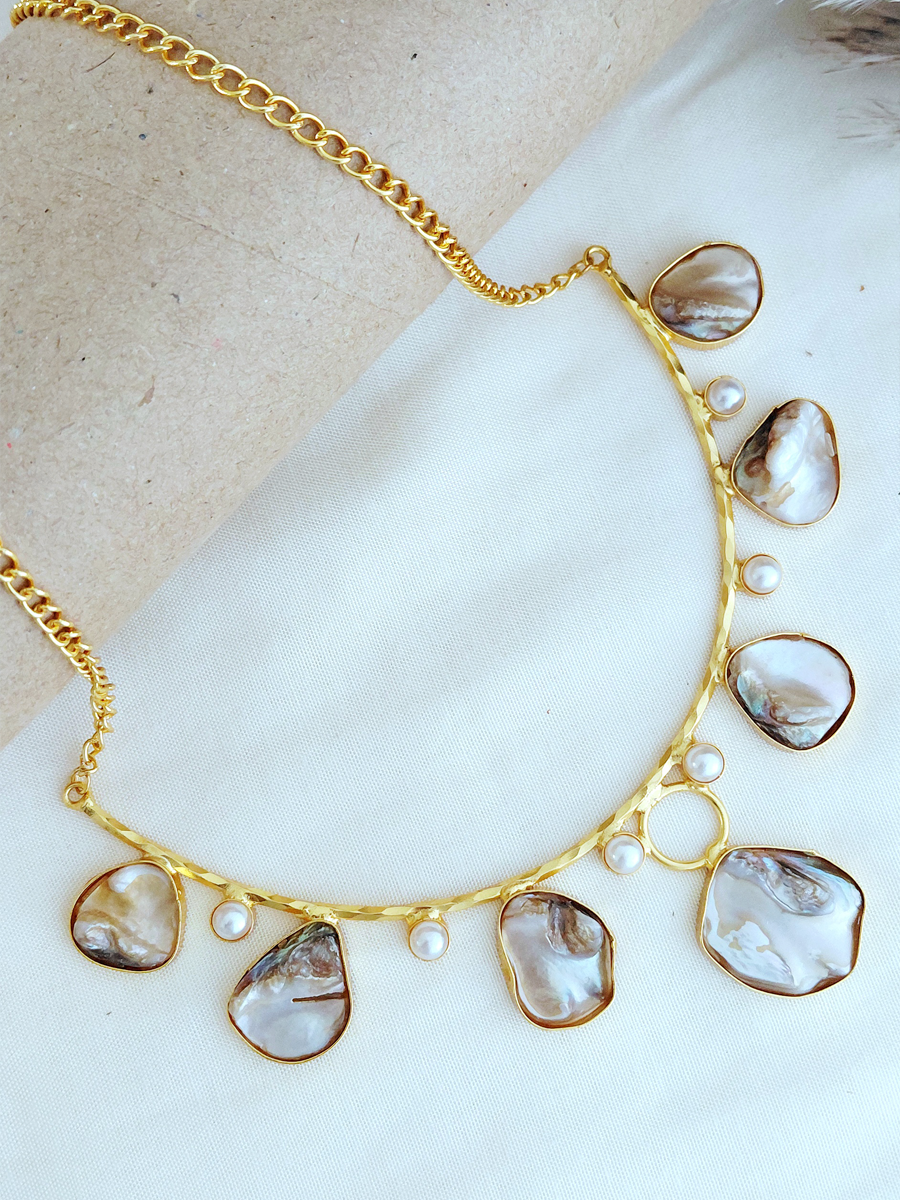 Mother of Pearl Elegant Semi Circle Necklace