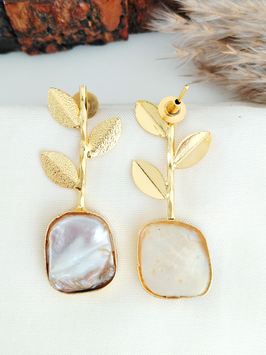 Mother of Pearl Leaf Earring