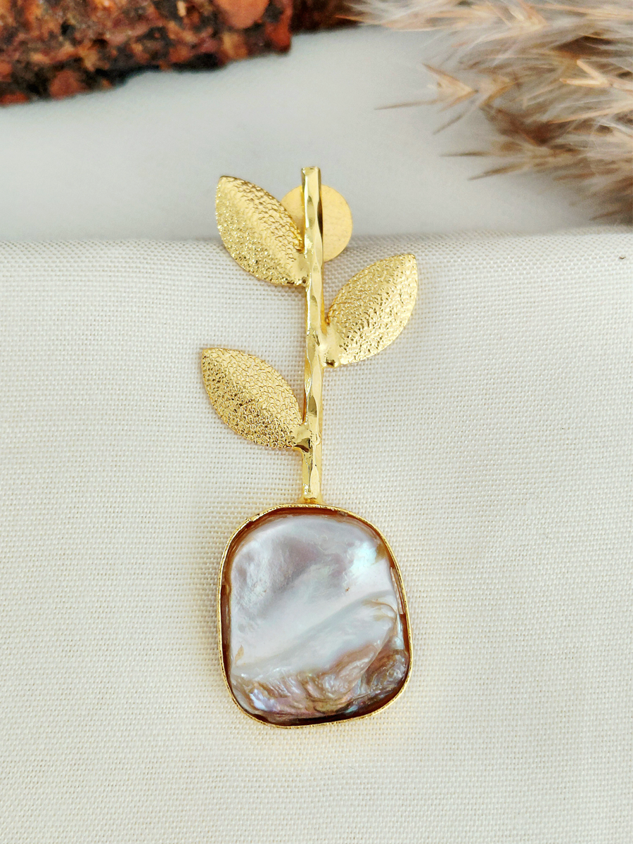 Mother of Pearl Leaf Earring