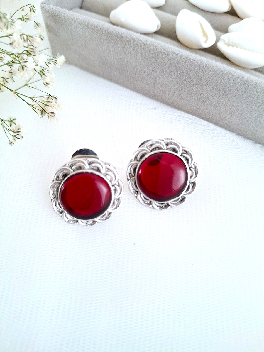 Monalisa Stone Silver Oxidised Stud