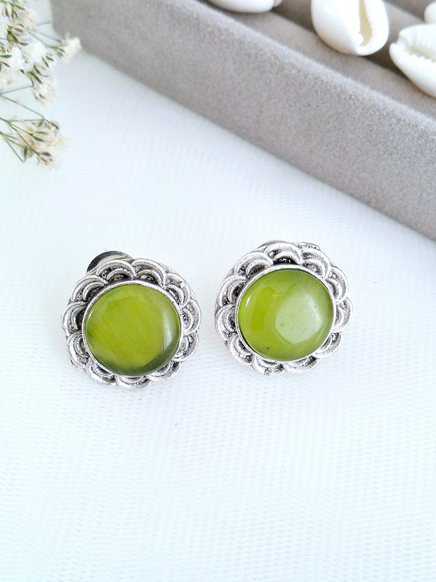 Monalisa Stone Silver Oxidised Stud