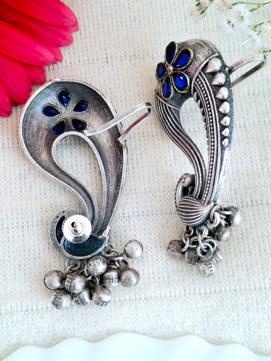 Oxidised Peacock Stone Ear Cuff