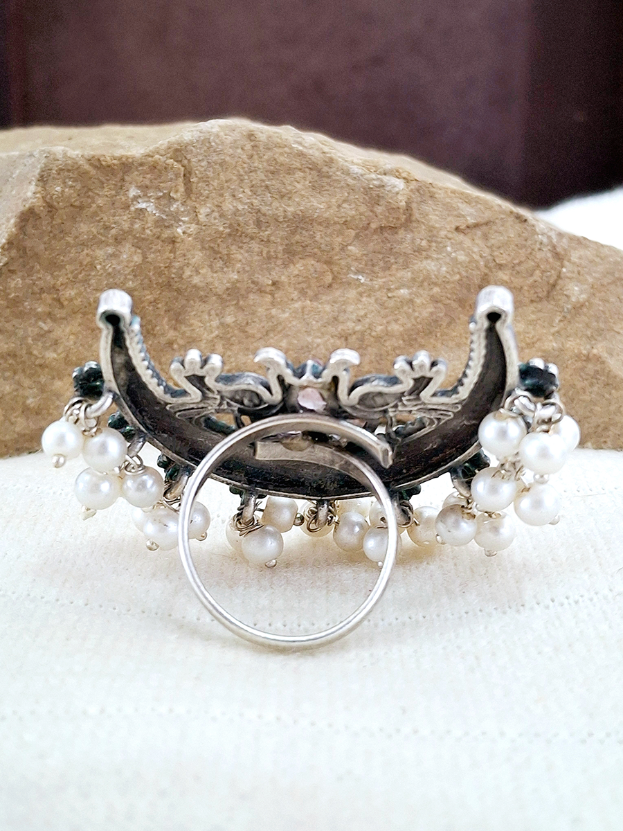 Peacock Moon Jhumki Oxidised Ring
