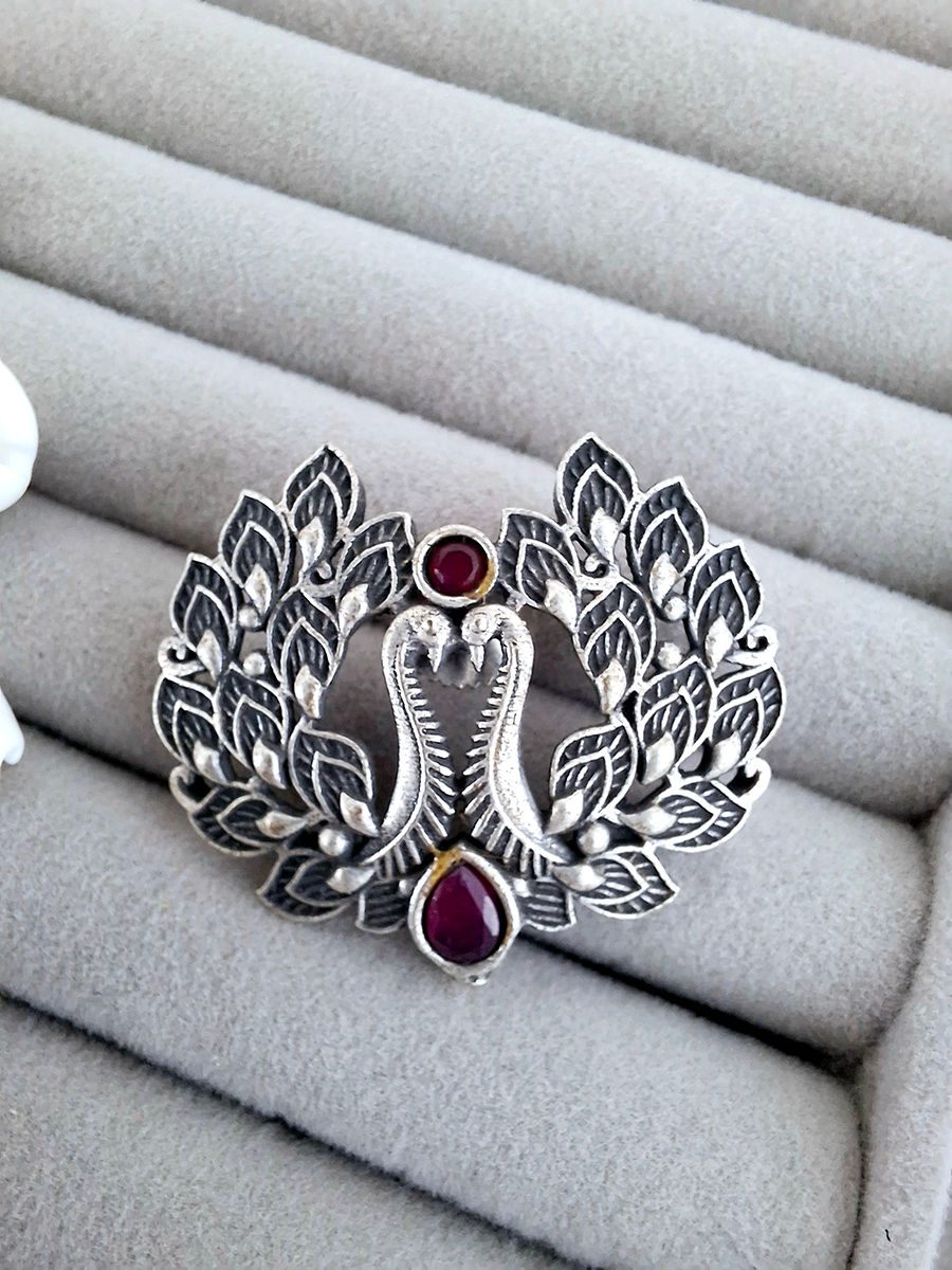 Peacock Dual Stone Oxidised Stud