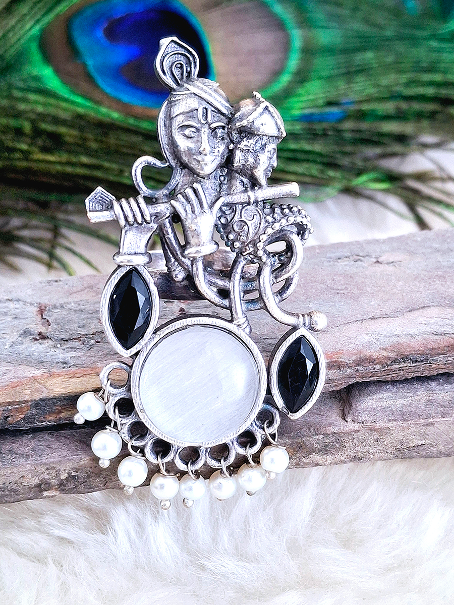 Radha Krishna Oxidised Ring