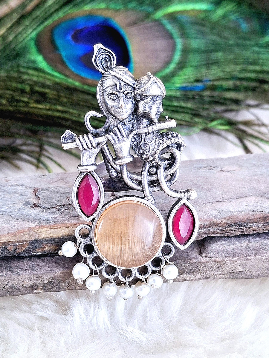 Radha Krishna Oxidised Ring