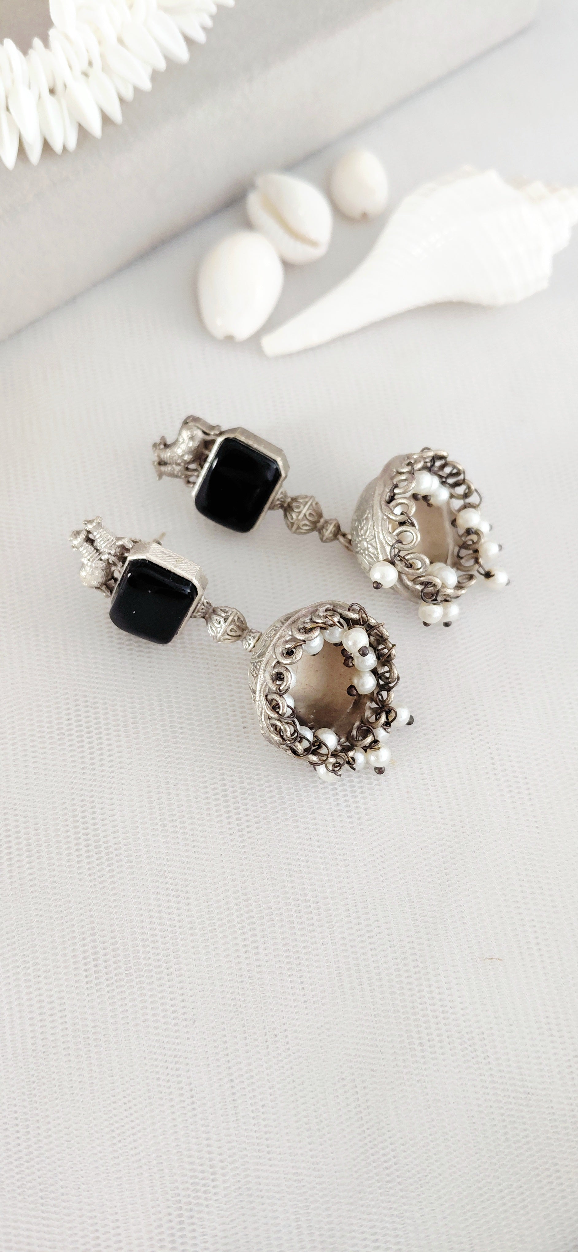 Silver Replica Nandi Minimal Jhumki