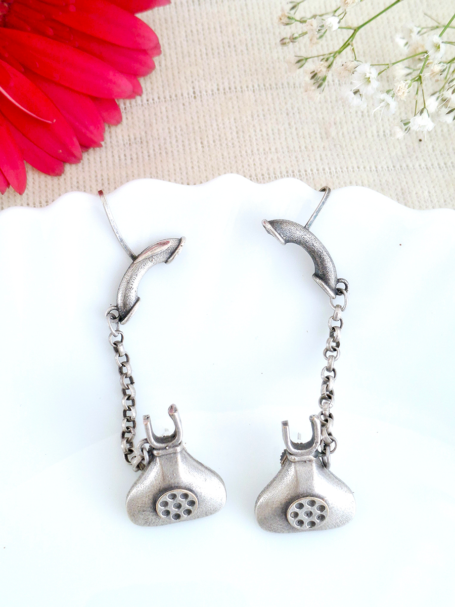 Oxidised Telephone Ear Cuff